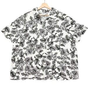 Hot Cotton Floral Linen Blend Button Front Blouse‎